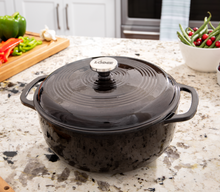 Load image into Gallery viewer, Midnight Chrome Essential Enamel Cast Iron Dutch Oven 6qt
