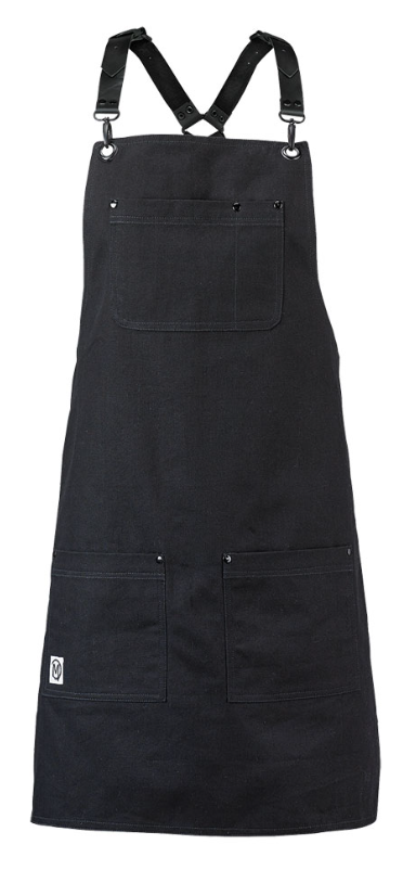Apron Bib Canvas Cross Back Blk