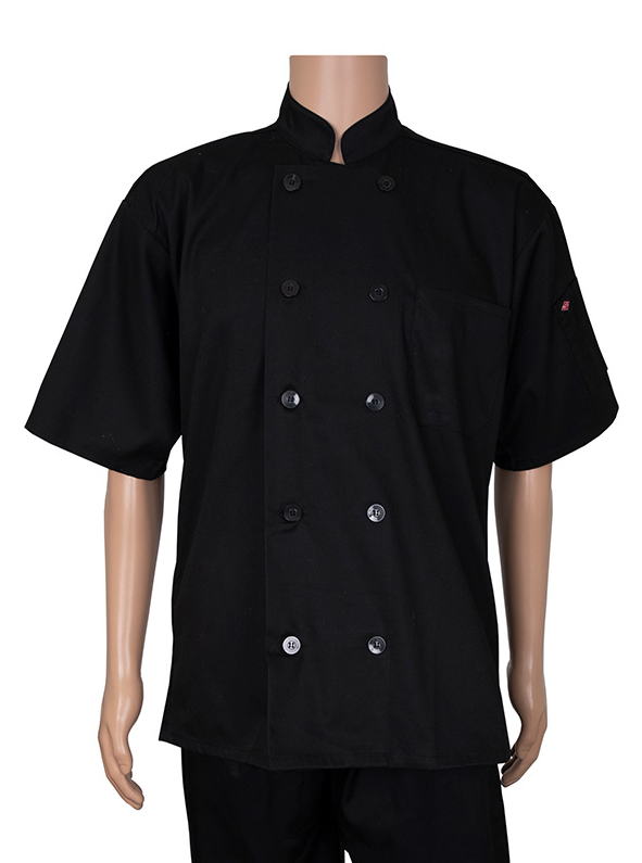 Chef Coat Black Short Sleeve, Small