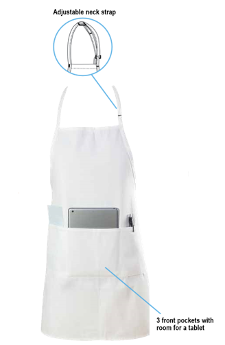 3-Pocket Bib Apron White