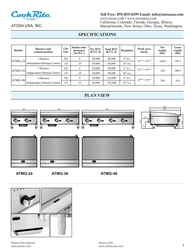 Cook-Rite Countertop Charbroiler 36in Natural Gas ATCB36 – Surfas Online