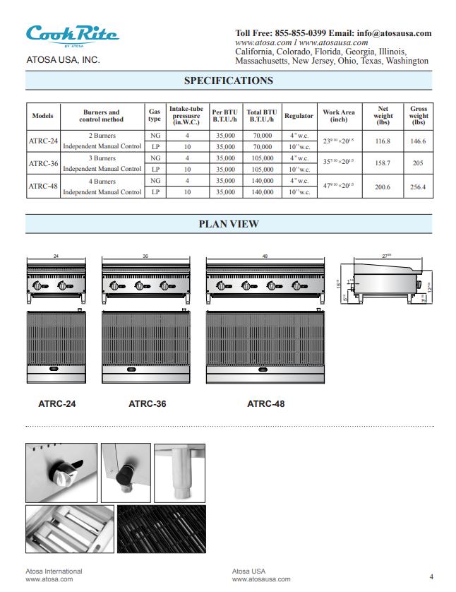 Cook-Rite Countertop CharBroiler 24in Natural Gas ATRC-24 – Surfas Online