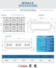 Load image into Gallery viewer, Dukers Countertop Hot Plate 6 Burner 36in DCHPA36
