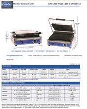 Load image into Gallery viewer, Globe Smooth Panini Press 14x10 120v
