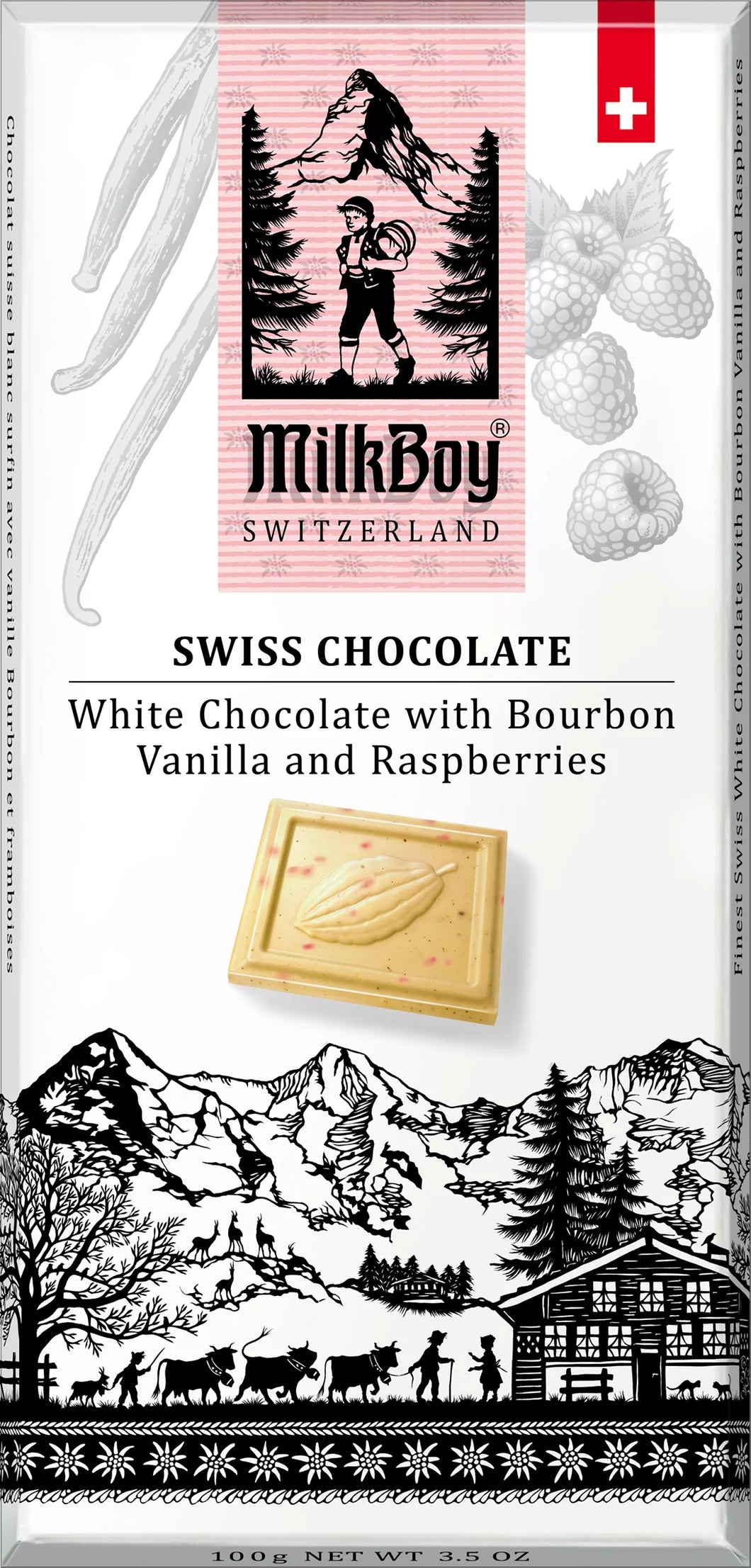 Milkboy White Chocolate Raspberry Bar 3.5oz