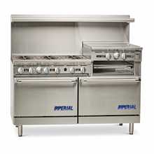 Load image into Gallery viewer, IMPERIAL RANGE, 60&quot;, 6 BURNERS, 24&quot; GRIDDLE/BROILER, IR-6-RG24
