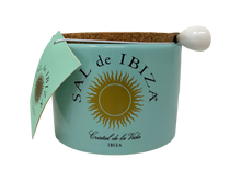 Load image into Gallery viewer, Teal container with cork lid and white handle, featuring 'SAL de IBIZA' branding.
