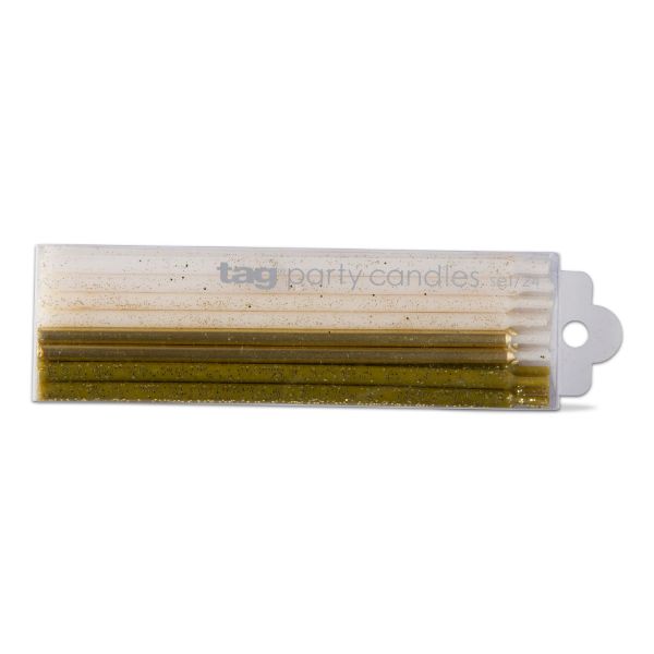 Gold Sparkle Candles 24pk/7in