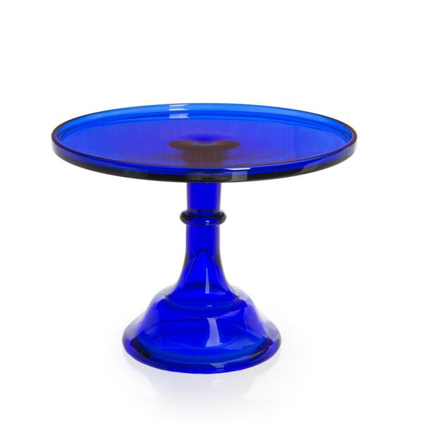 Glass Cake Plate - 12in Cobalt