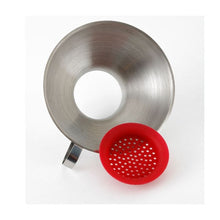 Load image into Gallery viewer, Stainless Steel Wide Mouth Funnel w/ Silicone Strainer

