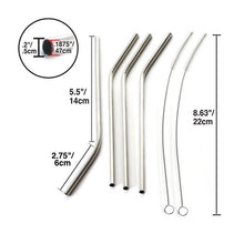 Load image into Gallery viewer, Straws Stainless Steel 4pk
