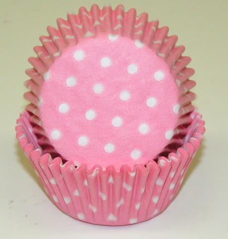 Bake Cup 2in White Polka Dots on Light Pink Apx500