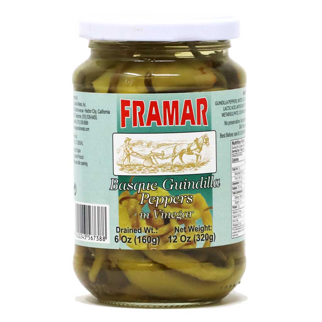 Basque Guindilla Peppers in Vinegar 12oz Framar
