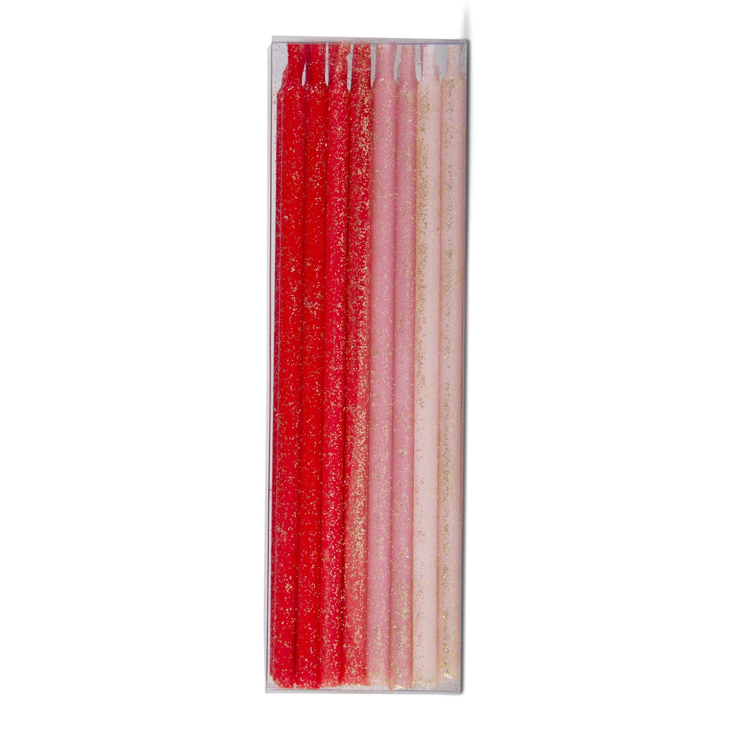 Sparkle Pink to Red Candles