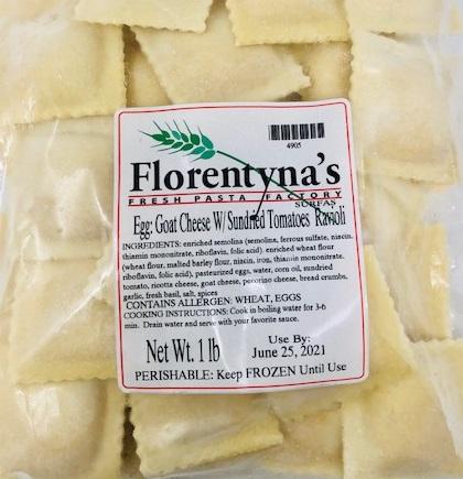 Florentyna's Egg Ravioli Goat Cheese w/ Sundried Tomato (Frozen) 1lb