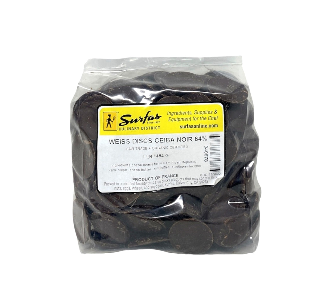 Weiss Ceiba Organic Chocolate Discs 64% 1lb