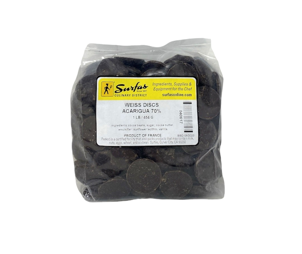 Weiss Acarigua 70% Chocolate Discs 1lb