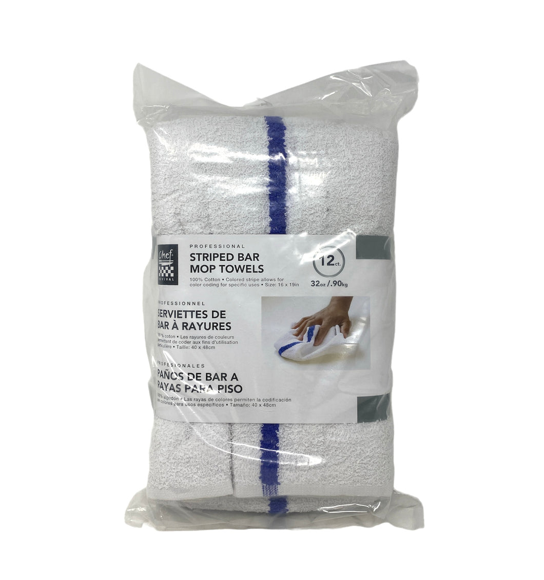 Towel 16x19 White w/ Blue Stripe