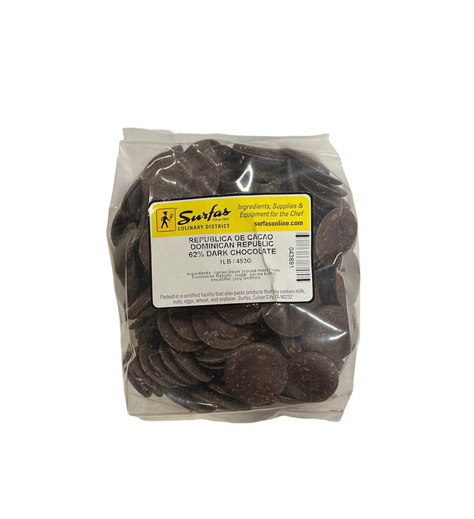 Republica de Cacao Dark 62% Chocolate Discs 1lb