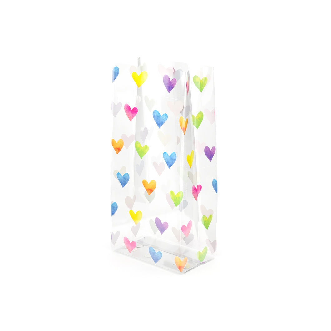 Cello Bag - Rainbow Hearts 25pk