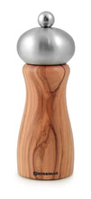 Load image into Gallery viewer, Olive Wood/  Stainless Salt &amp; Pepper Mill Set 6in
