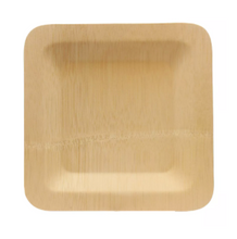 Load image into Gallery viewer, Bamboo plate 3.5 sq disposable
