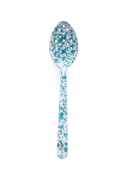 Enamel Splatter Spoon - Turquoise Slotted
