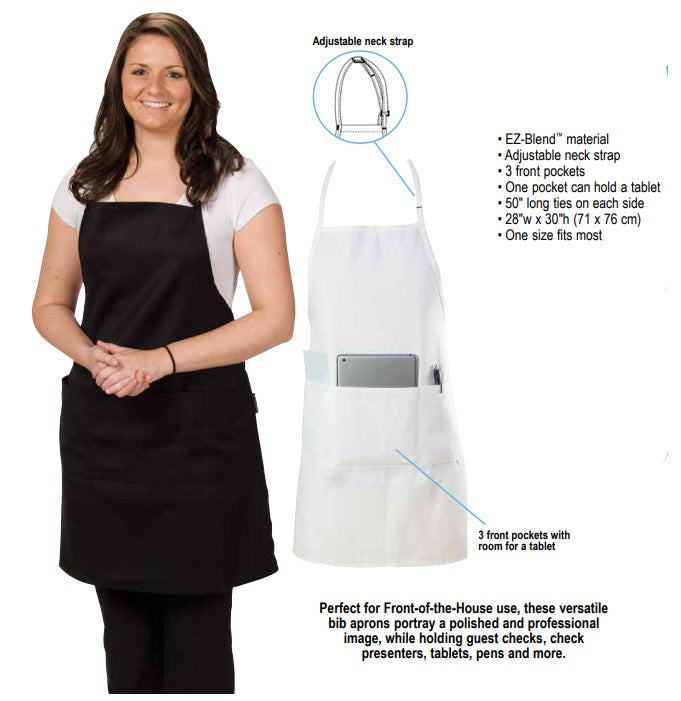 3-Pocket Bib Apron Black