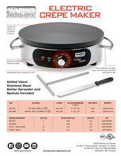Load image into Gallery viewer, Crepe Maker Electric 16in 120v
