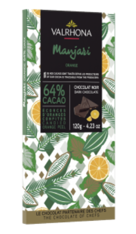 Valrhona Manjari Chocolate Bar with Orange Peel 85g