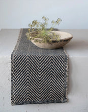 Load image into Gallery viewer, Woven Jute and Cotton Table Runner with Chevron Pattern
