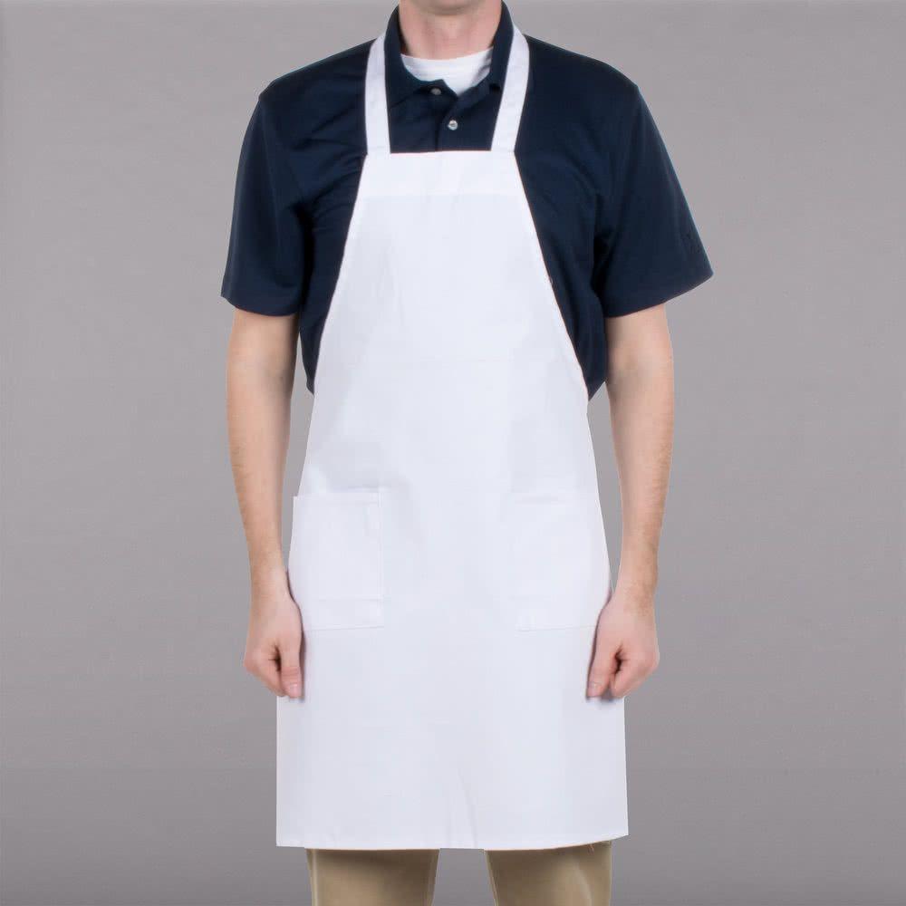 Bib Apron White Fixed 28.5 X 33