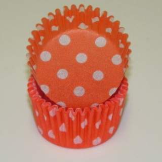 Bake Cup 1-3/8n White Polka Dots on Orange Apx500