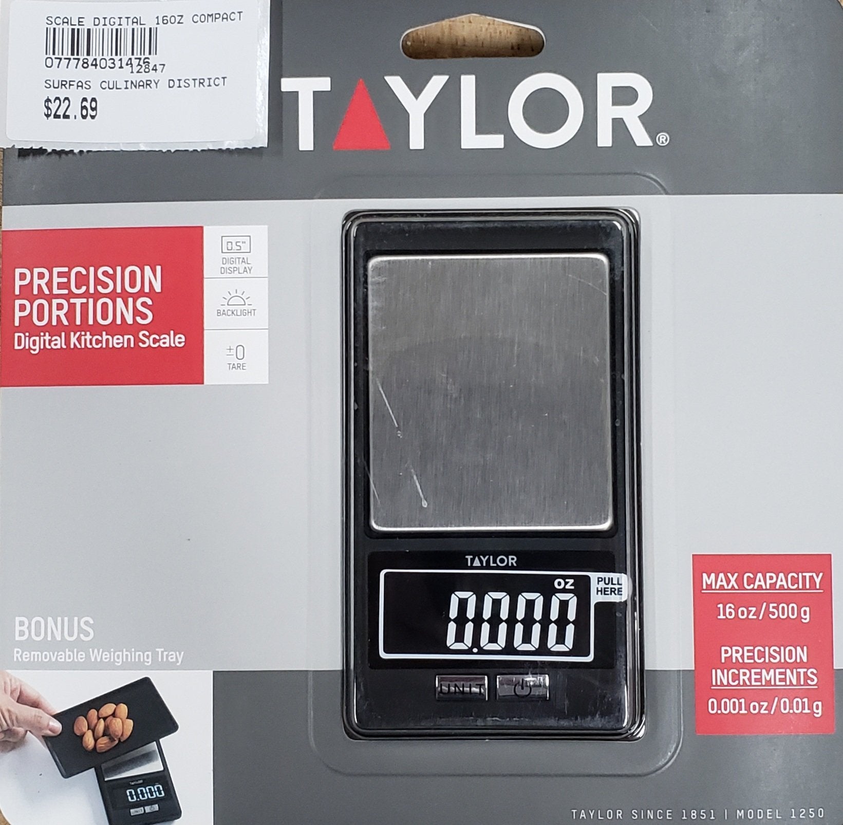 Taylor Precision 1250BK Digital Diet Scale, Plastic Platform