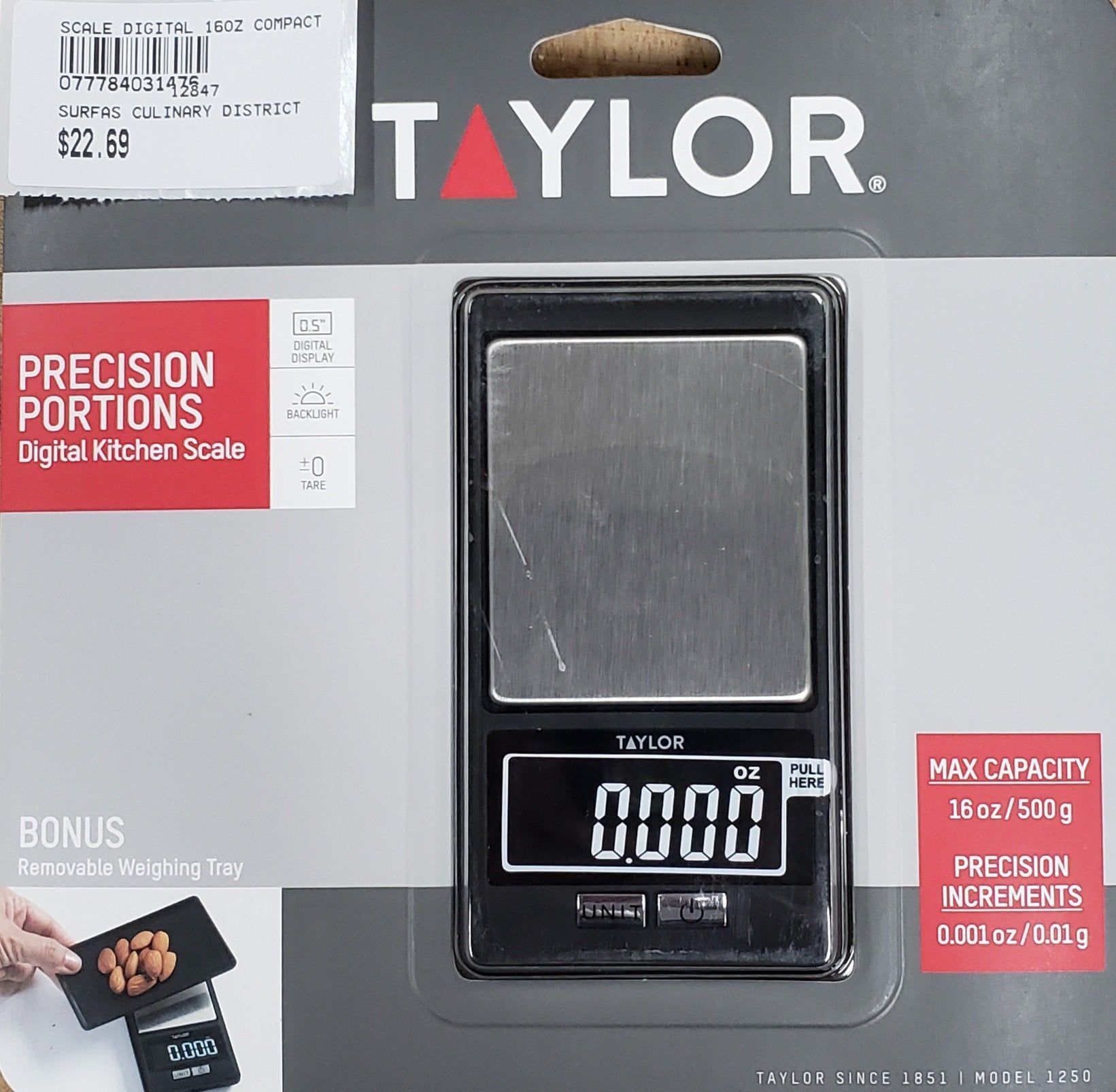 Taylor Digital Kitchen 11lb Food Scale with Removable Tray Stainless Steel  Platform